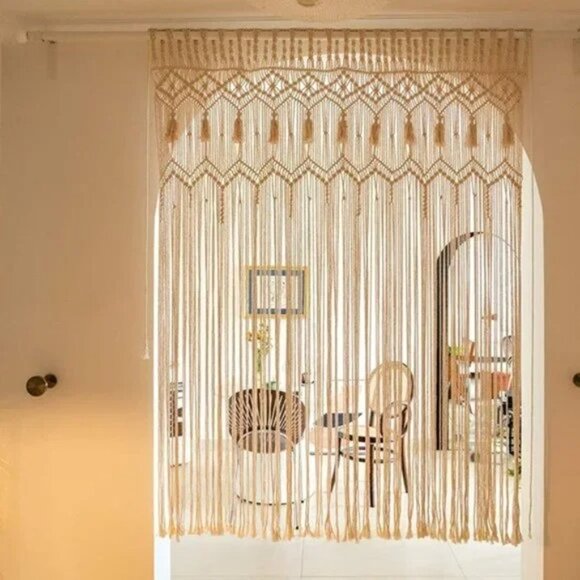 Urban Outfitters Handmade Boho Large Woven Macrame Wall Hanging Curtain - Picture 2 of 7
